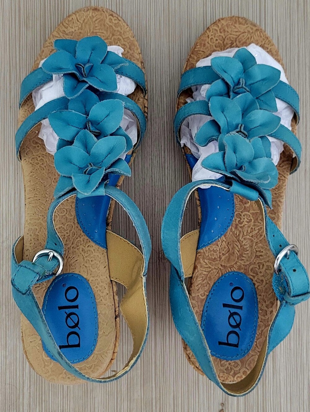 Women's Teal Flower Strap Sandals